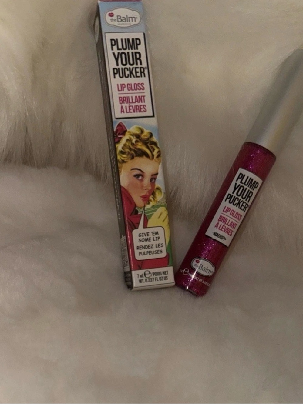 theBalm Plump Your Pucker Lip Gloss in Shimmering Fuchsia Pink